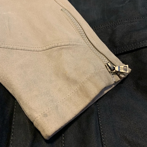 Blink Genuine Leather Colorblock Jacket XL Black Suede & Beige Hooded Parka - Picture 15 of 16